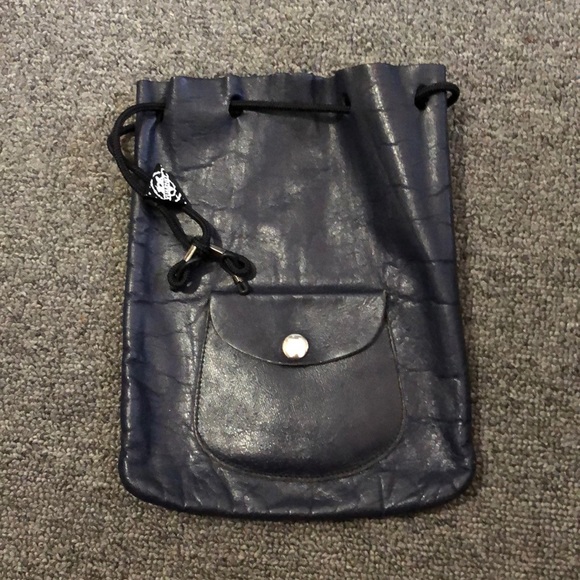 Vuarnet leather pouch vintage retro navy black silver - Picture 2 of 8